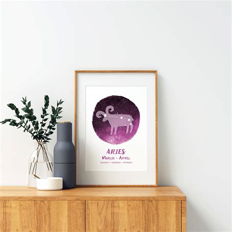 Zodiac Art Print Aries Sign Printable Astrology Sign Artwork | Etsy