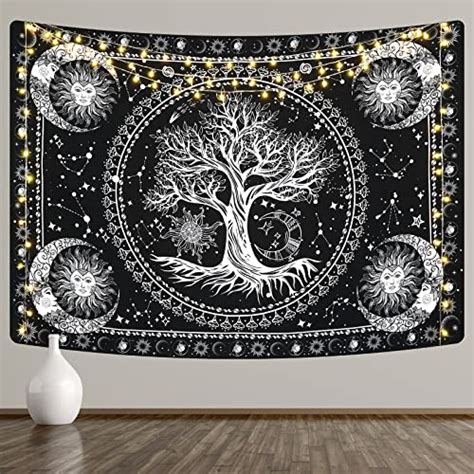 NatuBeau Wall Tapestry for Bedroom Aesthetic, Tree of Life Tapestry, Black and White Tapestry ...