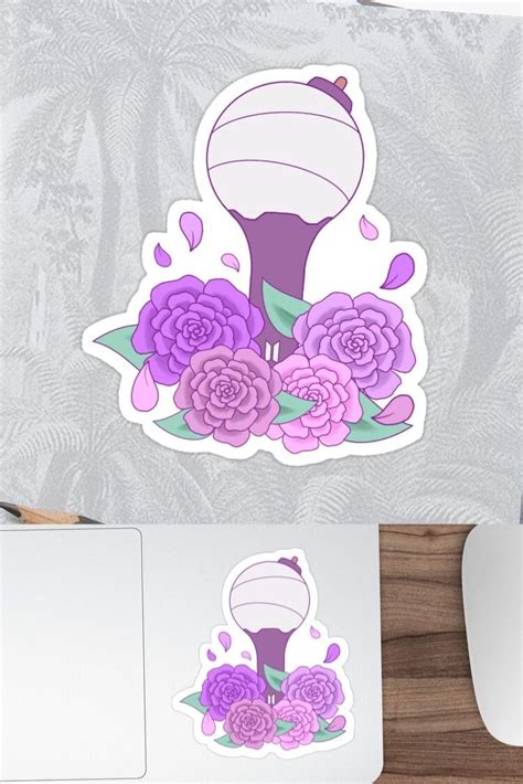 bts army bomb floral lightstick Sticker by tsukicreativeco | Bts army bomb, Print stickers, Cool ...