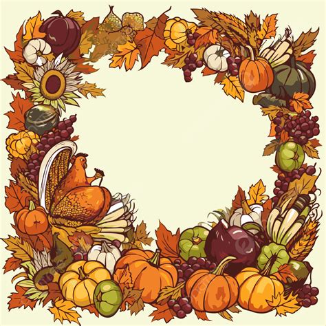 Thanksgiving Border, Sticker Clipart Thanksgiving Leaf Frame Vector Illustration Cartoon ...