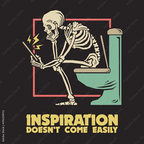 Retro illustration of skeleton sitting on toilet Stock Vector | Adobe Stock