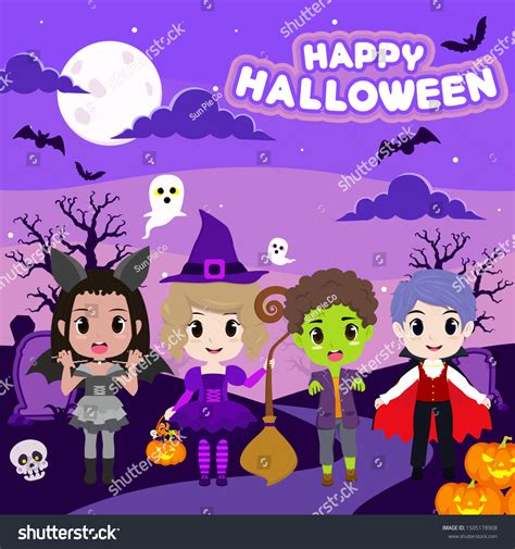 Sticker Poster Halloween Clipart Kids Halloween Stock Vector (Royalty Free) 1505178908 ...