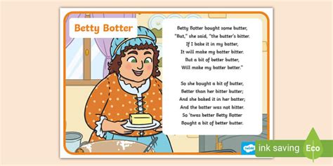 Betty Botter Butter tongue twister resource for EYLF