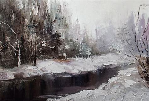 Snowy Forest Painting at PaintingValley.com | Explore collection of ...