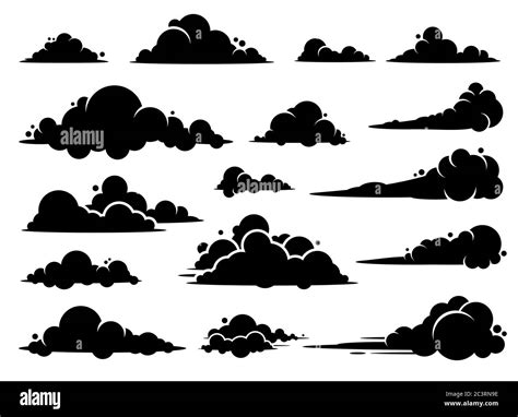 Cloud vector graphic design. A set of clouds illustration in the sky in black silhouette Stock ...