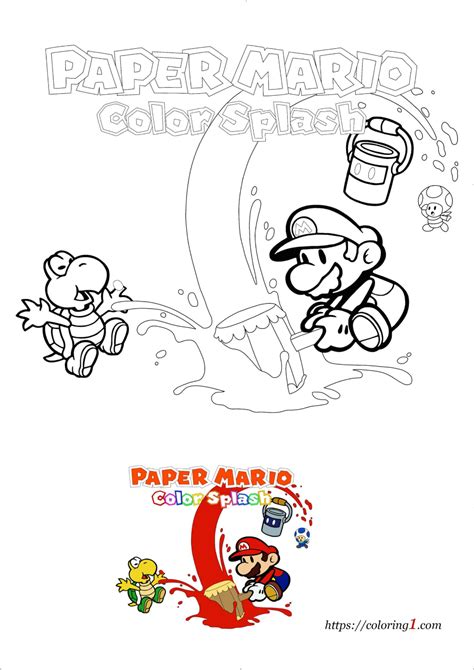 Paper Mario Color Splash Coloring Pages - 2 Free Coloring Sheets (2021) in 2021 | Paper mario ...