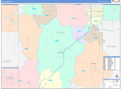 Eaton County, MI Wall Map Color Cast Style by MarketMAPS