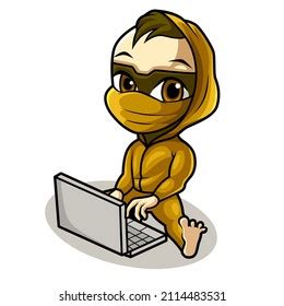 Cute Boy Hacker Cartoon Isolated Illustration Stock Vector (Royalty ...