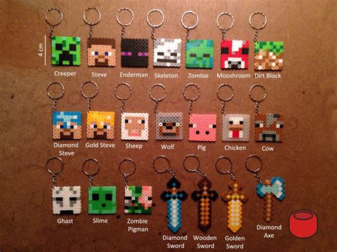 Minecraft Keychains Magnets Pins and Charms from Perler by DJbits, $3. ...