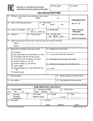 Brazil Visa Application Form Pdf - Fill Online, Printable, Fillable, Blank | pdfFiller