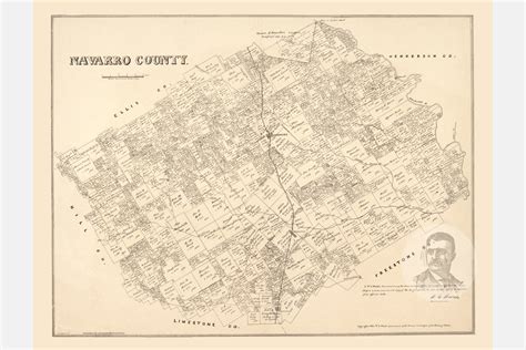 Vintage Navarro County Map 1880 Old Map of Navarro County | Etsy