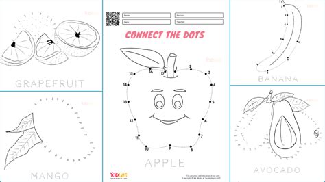 Fruits Connect the Dot Worksheets for Kids - Kidpid