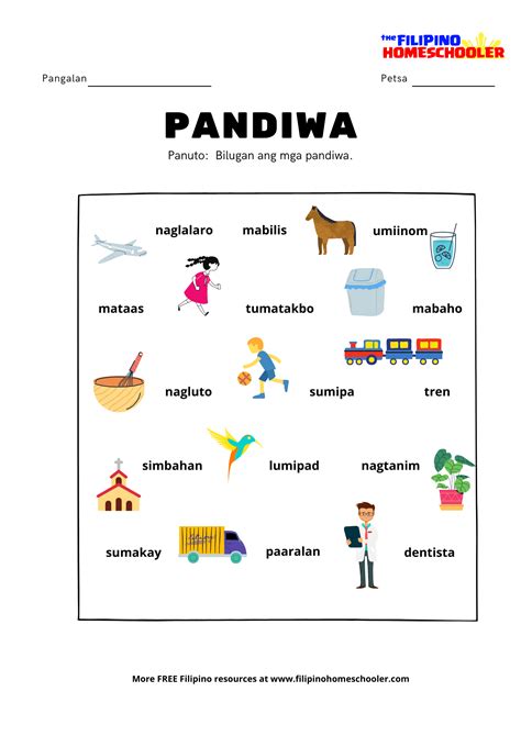 Pandiwa Worksheet For Grade 2 / Kayarian Ng Salita Worksheets Samut ...