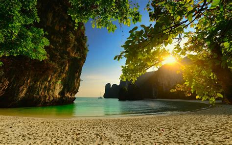 Nature, Beach, Thailand, Sunset, Island, Sea, Sand, Trees, Limestone ...