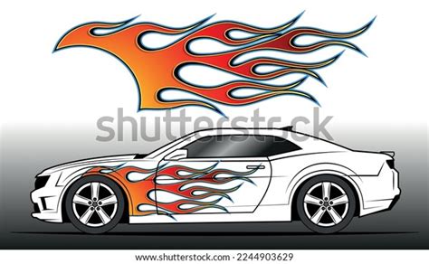 Fire Flames Racing Car Decal Vector Stock Vector (Royalty Free ...