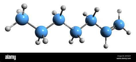 3D image of Heptene skeletal formula - molecular chemical structure of ...