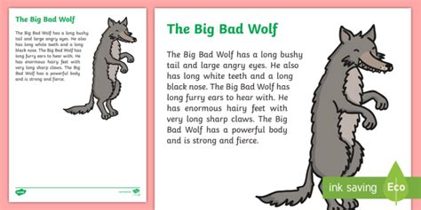 The Big Bad Wolf Literary Description Writing Sample