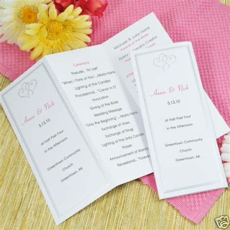 PLATINUM HEARTS WEDDING PROGRAM PAPER TRI-FOLD | Wedding program paper ...