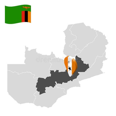 Location Central Province on Map Zambia. 3d Location Sign Similar To the Flag of Central ...