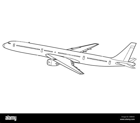 3 view aircraft line art drawing Boeing 757 Stock Photo - Alamy