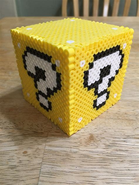 Perler Bead Super Mario Question Mark Cube - Etsy