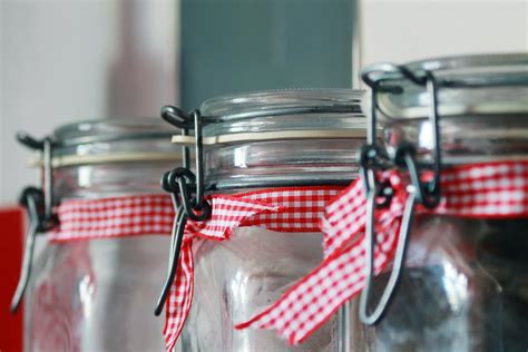 Clear Glass Mason Jar With Red White Ribbon · Free Stock Photo