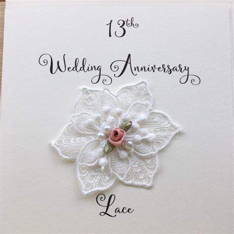 13th Anniversary Card Lace Wedding Anniversary 13 Years - Etsy