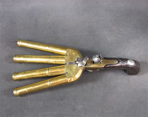 Original British 1780 Brass Flintlock Duck's Foot Pistol by Bunney of London – International ...