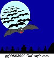 370 Halloween Background Bats In The Night Sky Clip Art | Royalty Free - GoGraph