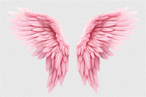 Premium PSD | Pink angel wings cut out transparent background