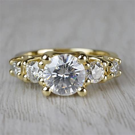 Five Stone Round Moissanite Engagement Ring