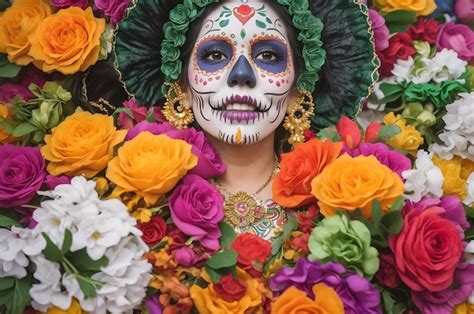 Premium AI Image | Colorful Homage to Mexican Culture Celebrating 'Day of the Dead' Traditions