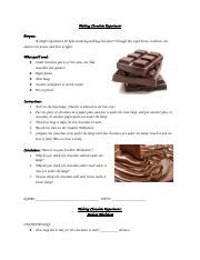 melting chocolate experiment.doc - Melting Chocolate Experiment Purpose: A simple experiment for ...