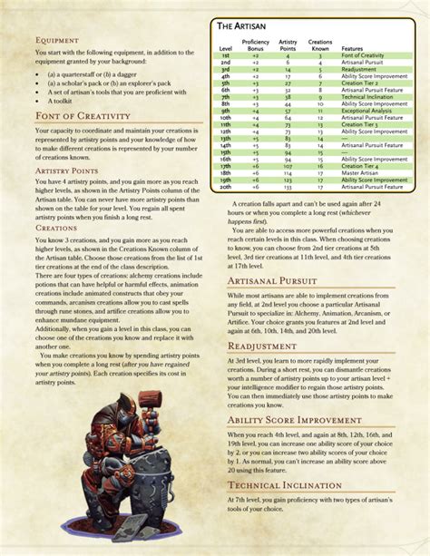 DnD 5e Homebrew — Artisan Class by DersitePhantom The rest of the...