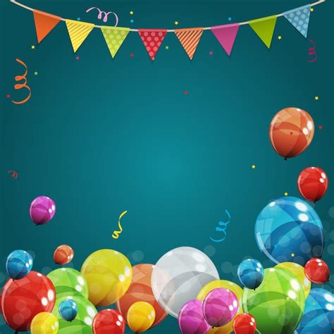 Premium Vector | Color glossy happy birthday balloons banner background