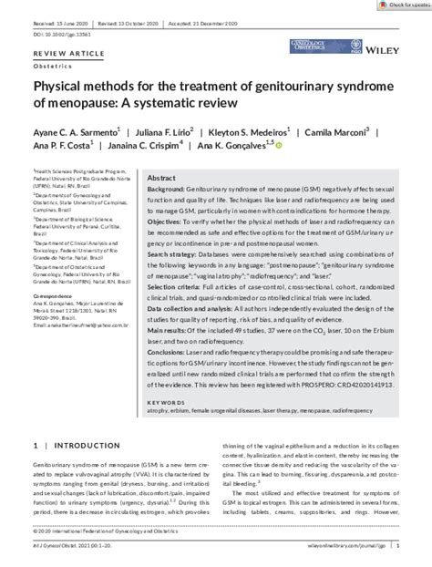 (PDF) Physical methods for the treatment of genitourinary syndrome of menopause: A systematic ...