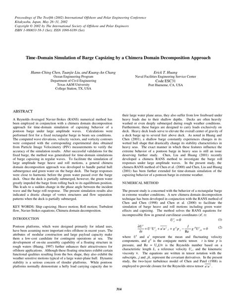 (PDF) Time -Domain Simulation of Barge Capsizing by a Chimera Domain Decomposition Approach