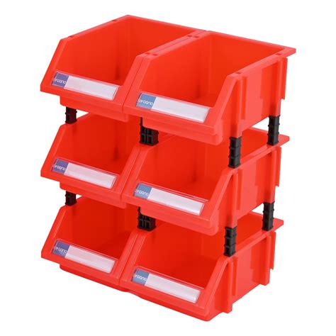 Plastic Stackable Storage Bins Parts Storage Organizer Garage Storage ...