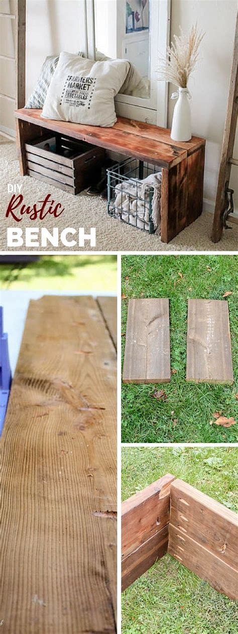 Check out this easy idea on how to make a #DIY #rustic bench for # ...