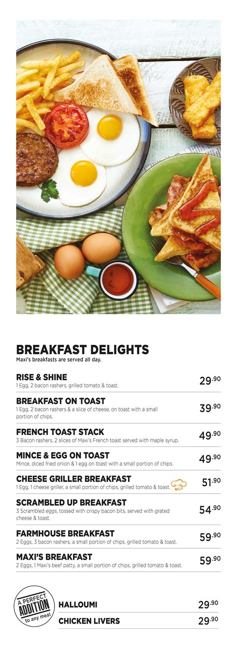 All Day Breakfast Menu - Maxi's Food South Africa