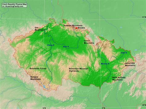 Czech Republic Physical Map - A Learning Family