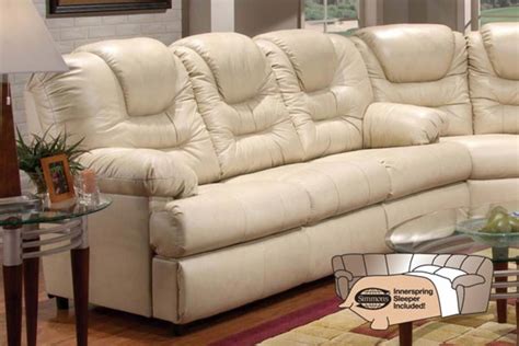 Camelot Beige Leather Sofa with Built-In Sleeper at Gardner-White