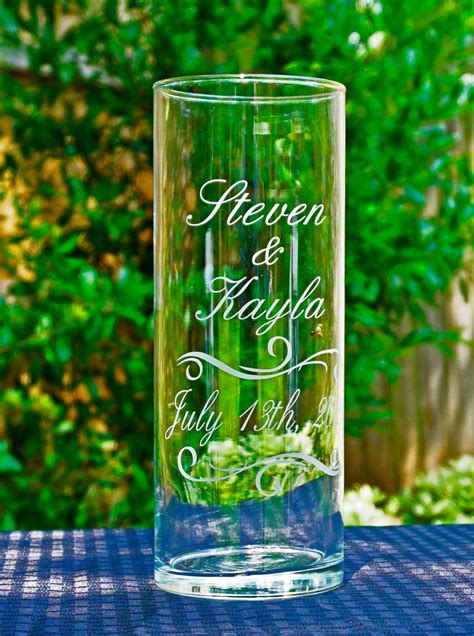 Personalized Etched Glass Wedding Unity Candle Vase w/ | Etsy