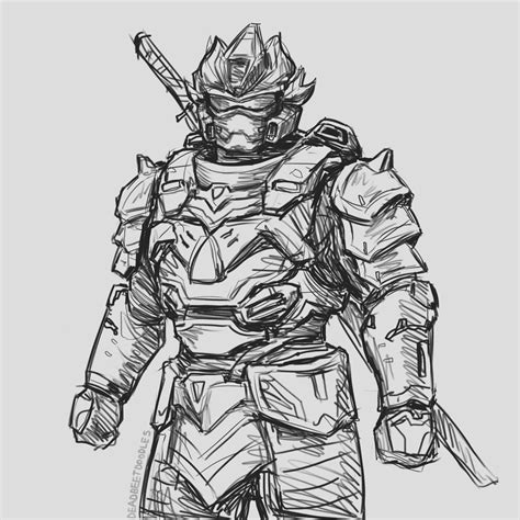 The sketch for my next halo infinite armor design, this time it's Hayabusa for the Yoroi Core ...