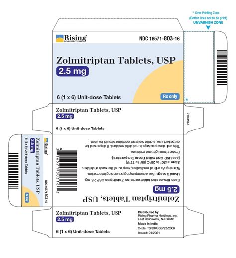 Zolmitriptan - FDA prescribing information, side effects and uses