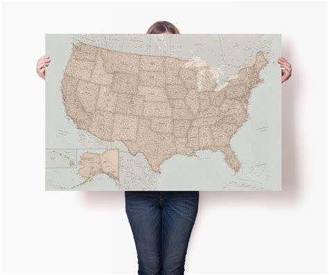 Vintage USA Map Poster Large Map of USA With States and - Etsy