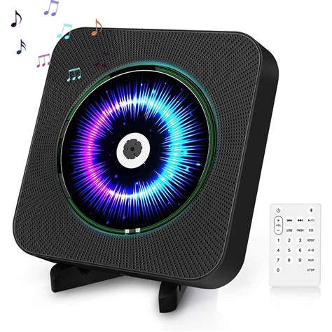 Buy Bluetooth CD Player with FM Radio, USB/AUX Port, Adjustable Rack, Remote Control - Black ...