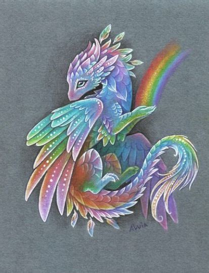 A beautiful rainbow dragon art print created by AlviaAlcedo #rainbowdragon #dragons #fantasyart ...