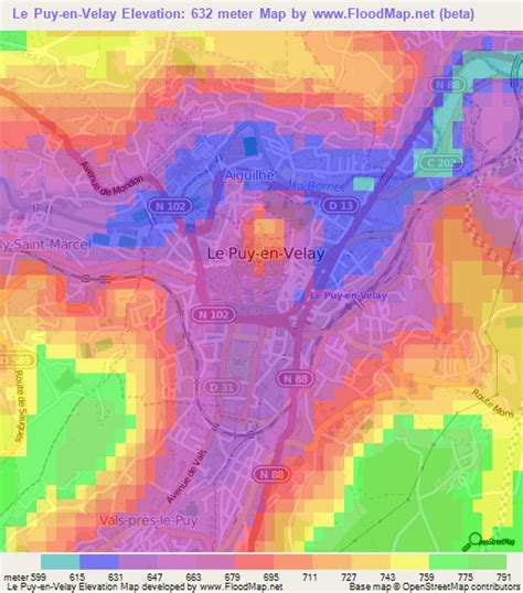 Elevation of Le Puy-en-Velay,France Elevation Map, Topography, Contour