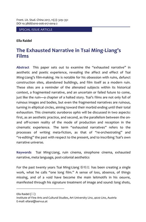 (PDF) The exhausted narrative in Tsai Ming-Liang's films